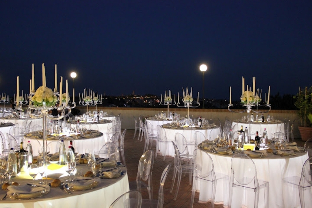 Night wedding on terrace